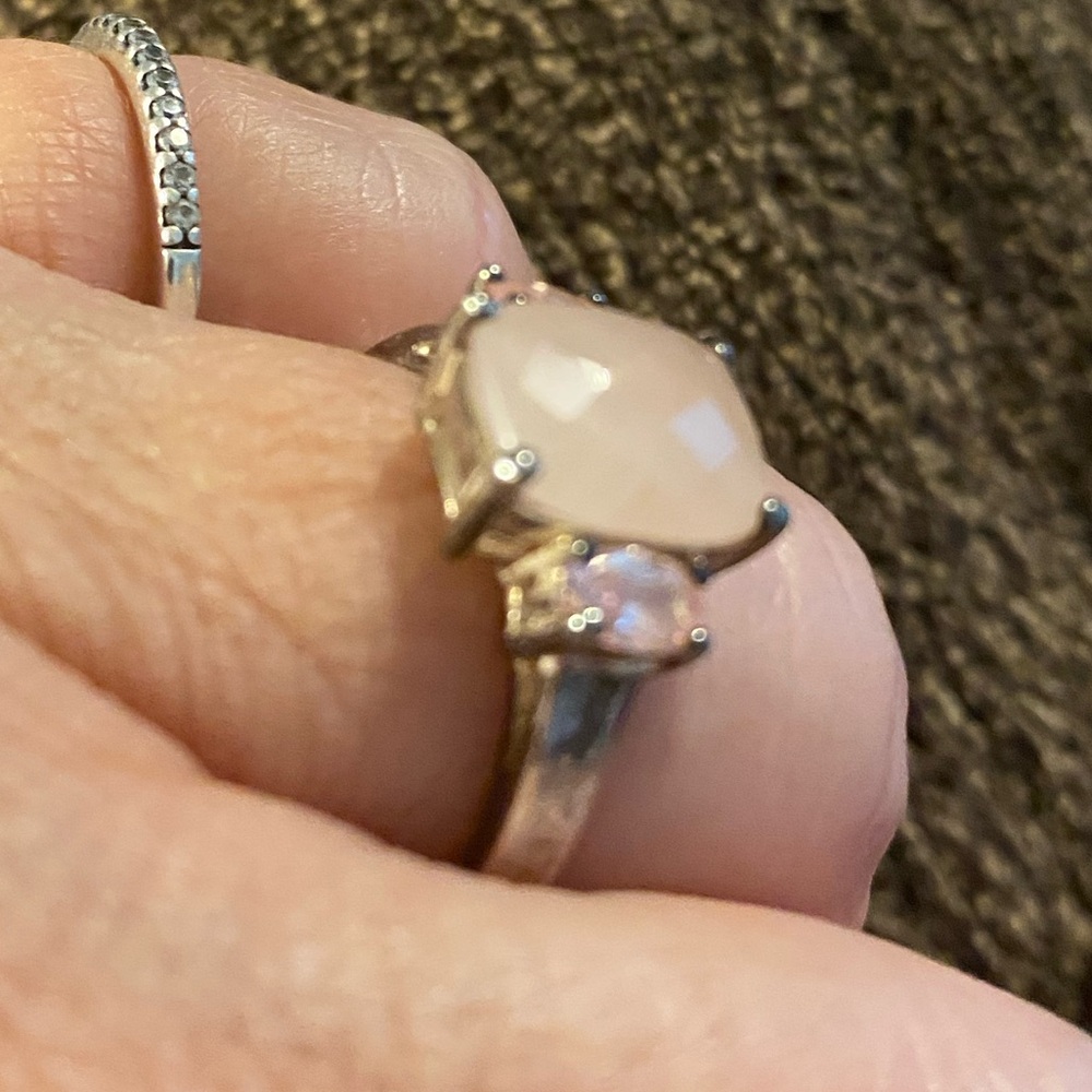 VTG 925 10 NV Sterling Silver Avon Rose Quartz And Pink CZ size 10 - Picture 3 of 6